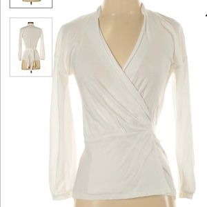 J.Crew White V-Neck long Sleeve. Size Medium